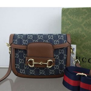 구찌 [GUCCI] 수입고급 홀스빗 1955 데님 레더 미니 숄더백 겸 크로스백