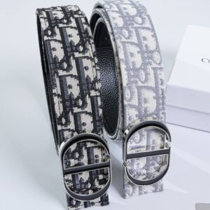 크리스찬 디올 블랙 CD 오블리크 자카드 리버서블 레더 벨트