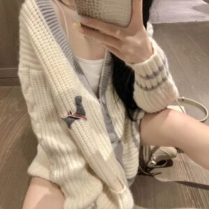 톰브라운 도그 자수 패치 니트 가디건