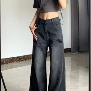 미우미우 자수 블랙 청바지