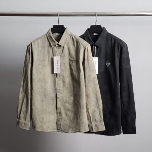 프라다 로고자수 워싱 코튼 셔츠
