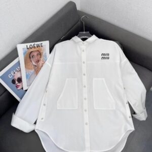 미우미우 여성 화이트 포플린 셔츠