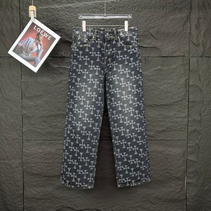 크롬하츠 올로고 자카드 워싱 데님 팬츠