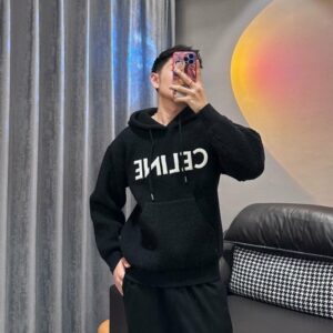 셀린느 로고자수 니트 후드