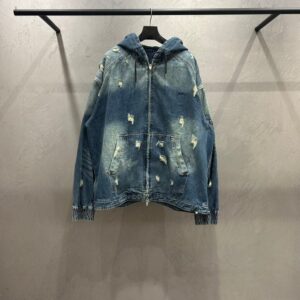 준지 워싱 데님 후드자켓
