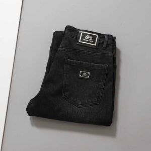 발렌시아가 [ B*lenciaga ] 미드 라이즈 스트레이트 기모 블랙 데님 팬츠