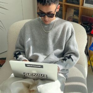 크롬하츠 암 레더 크로스 패치 라운드 스웨터