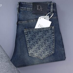 디올 오블리크 백 포켓 워싱 데님 팬츠