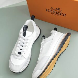 에르메스 [HERMES] 리더 스니커즈 앱송 스웨이드 고트스킨 & 블랑