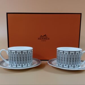 에르메스 H 데코 찻잔 소서 세트