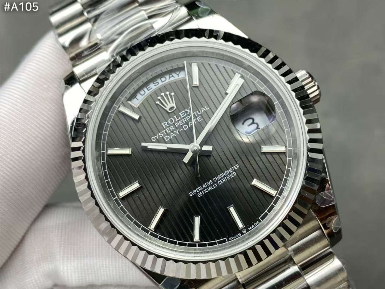 로렉스 C공장 3255 데이데이트 올실버 그레이 스트라이프 다이얼 (프레지던트) 40MM
