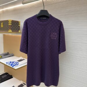 루이비통 LV012 다미에 자카드 쇼트 슬리브드 크루넥 니트 웨어