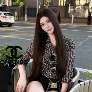 샤넬 패턴 로고 쉐폰 셔츠
