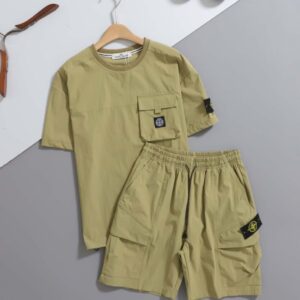스톤아일랜드 [ S.T ] 사각 로고 포켓 티셔츠 & 카고 쇼츠 SET