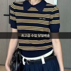 미우미우 캐이앤실크 폴로 스웨터 카라