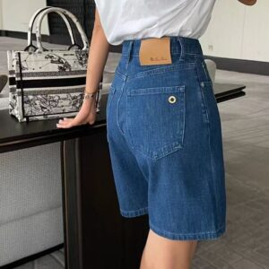 로로피아나 여성 백포켓 파츠로고 하프스판데님진