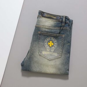 크롬하츠 [Chrome Hearts] 옐로우 십자가 로고 포인트 데님