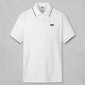PXG 모노그램 자카드 패턴 숏 슬리브 폴로 티셔츠