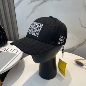 팬디 3D 시그니처 패턴 로고  모자  -블랙