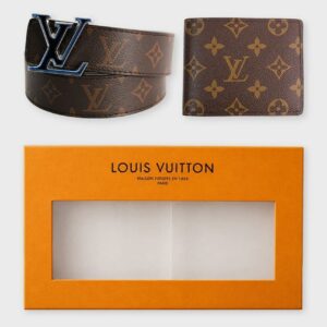 루이비통 LV 모노그램 레더 벨트 & 모노그램 레더 반지갑 셋