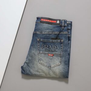 프라다 [ P*ADA ] 수입 엠브로이드 레드패치 데님팬츠