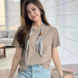 디올-DIOR 여성 실크 스카프 반팔 티셔츠- 0028