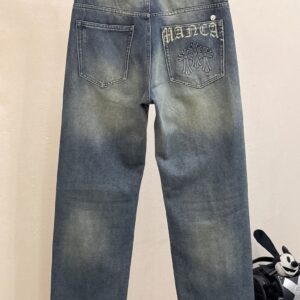 크롬하츠 로고 엠보 스트레이트 워싱스판 데님진