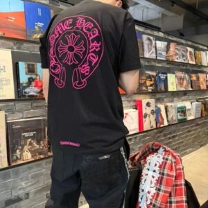 크롬하츠 26 홀스슈 핑크 로고 티셔츠