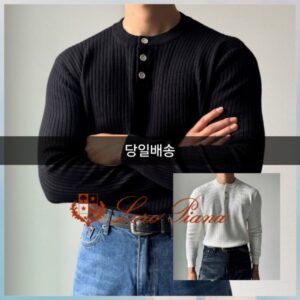 로로피아나 3버튼 헨리넥 니트