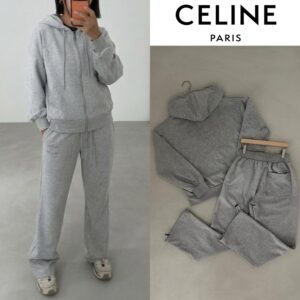 셀린느 로고 자수 오버핏 크롭 트레이닝 셋업