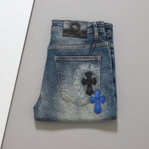 크롬하츠 [Chrome Hearts] 블루 블랙 십자가 로고 포인트 데님