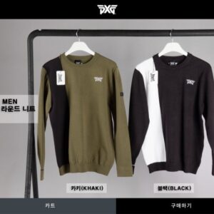 PXG 쿼터 배색 라운드 니트