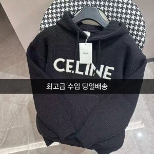 셀린느 자수 울 후드 니트