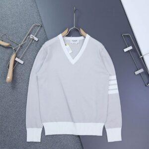 톰브라운 남성 밀라노 4바 울 V넥 니트