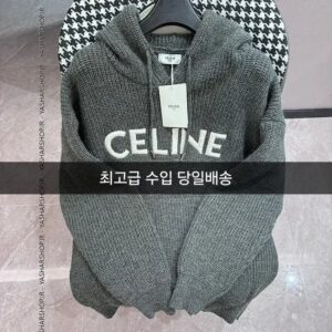 셀린느 자수 울 후드 니트