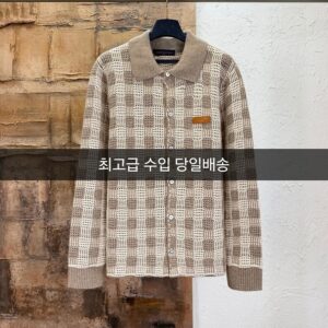 루이비통 트위디 자카드 체크가디건