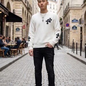 크롬하츠 [Chrome Hearts] 남성 홀스슈 레더 패치 스웨터