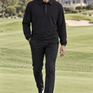 PXG 남성 우븐 카라 롱 슬리브