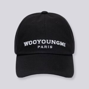 우영미 블랙 엠브로이드 자수 볼캡
