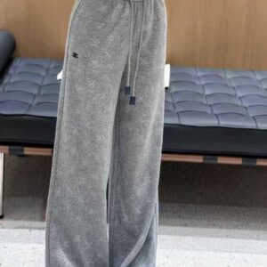 미우미우 여성 자수로고 벨보아 스판밴딩 와이드팬츠