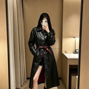 샤넬 레더 트렌치 코트